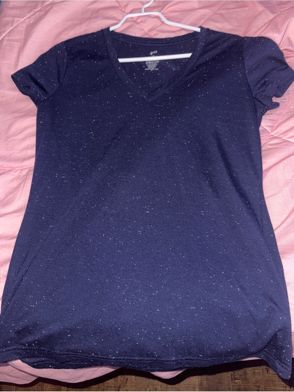 Urban Outfitters Navy Speckled V-Neck Short Sleeve Tee